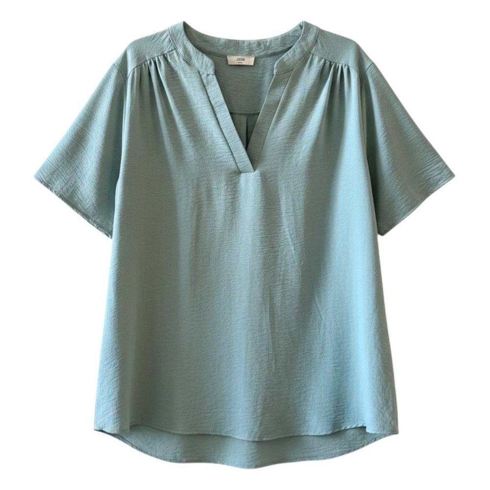 Entro Split Neck Blouse Pale Mint - Size 1X